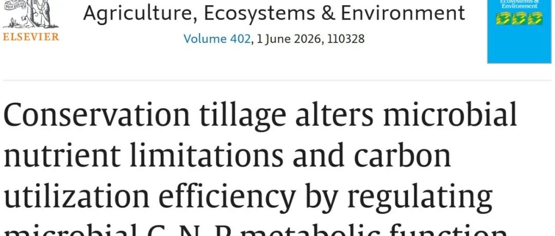 AGEE | 保护性耕作通过调节微生物碳、氮、磷代谢功能改变微生物养分限制和碳利用效率