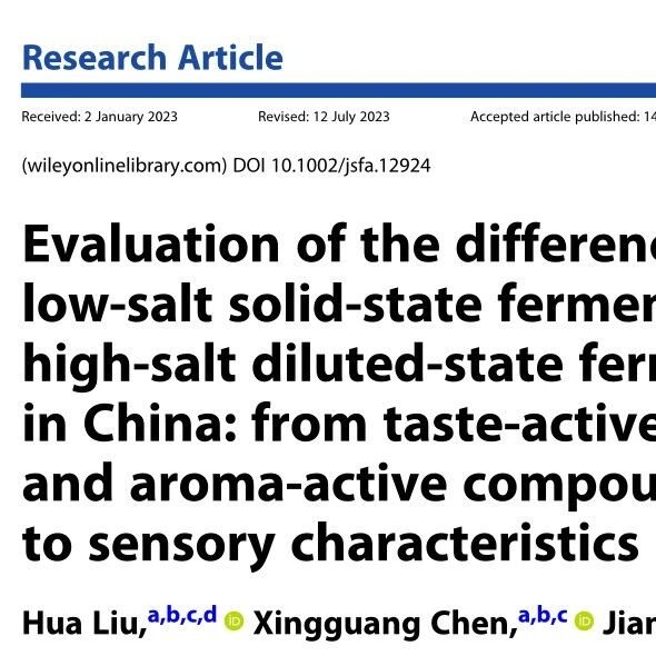 JSFA|中国低盐固态发酵酱油与高盐稀释态发酵酱油差异的评估：从滋味活性化合物与香气活性化合物到感官特性
