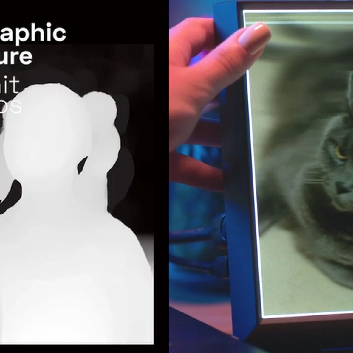 裸眼3D，把悬浮精灵放在桌面上，里面的猫猫差点跑出来