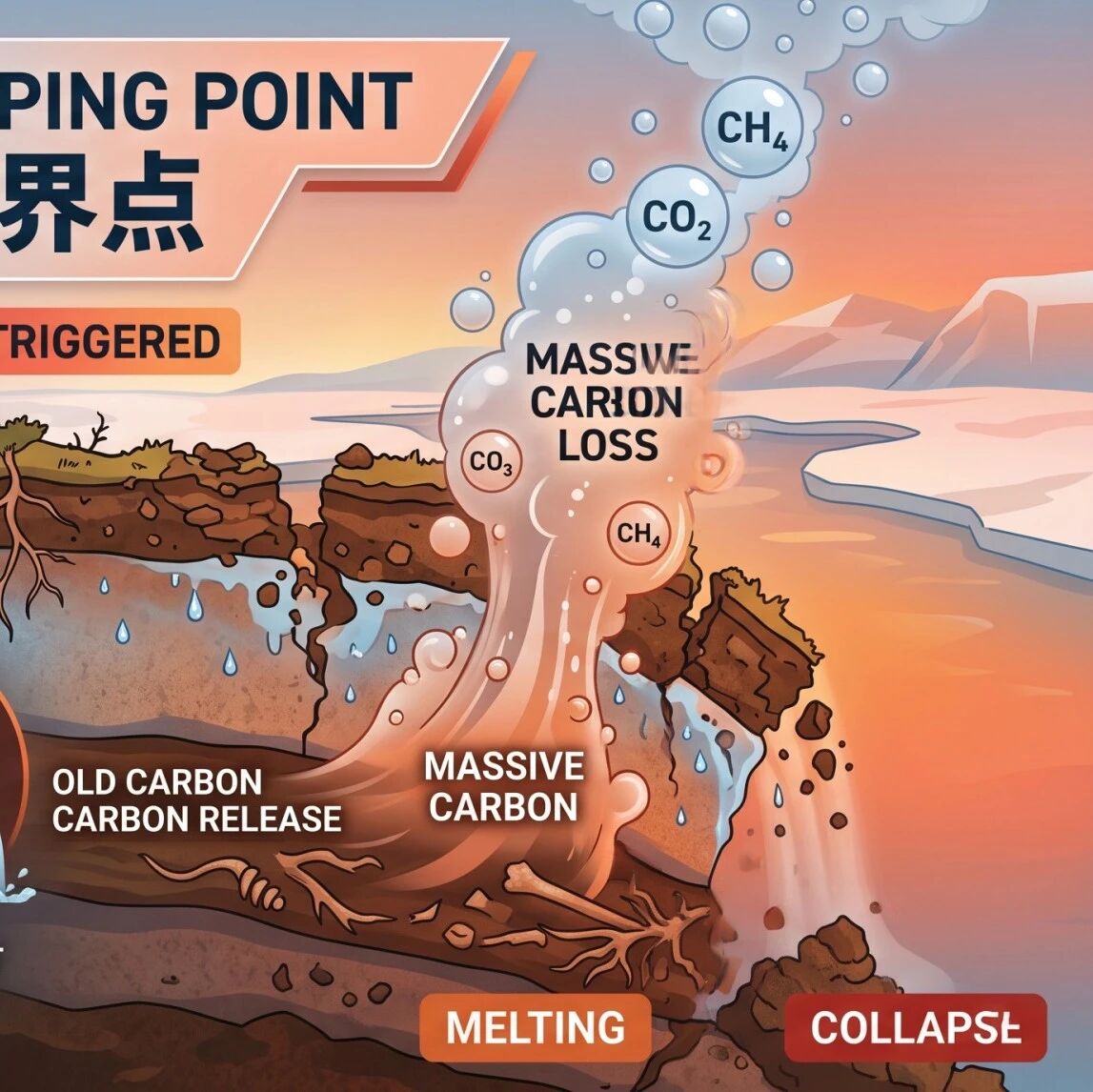 Nature Communications | 朴世龙院士团队：警报！青藏高原多年冻土触发碳临界点，升温 2–4℃即失控释放古老碳