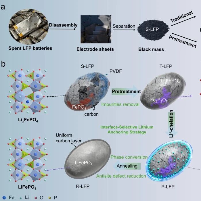 Energy Storage Materials：南京大学唐少春教授团队提出缺陷界面精准修复方案解决废弃磷酸铁锂预处理引发二次损伤问题